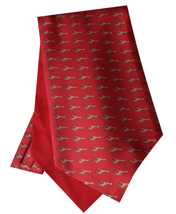 Fine Silk Lovely Giraffe Design Cravat in Vibrant Red